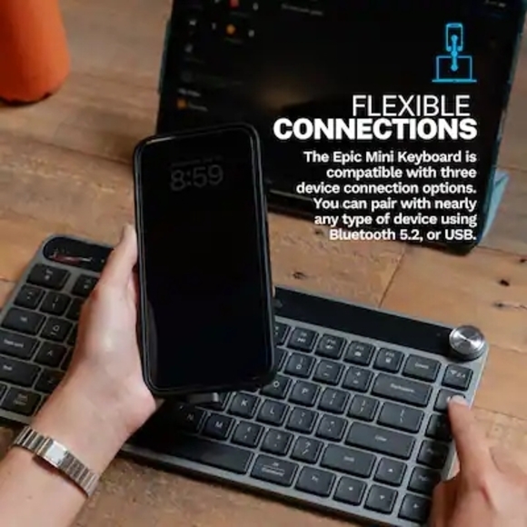 JLab - Epic Mini Advanced Multi-Device Wireless Keyboard - Black - Picture 9 of 10